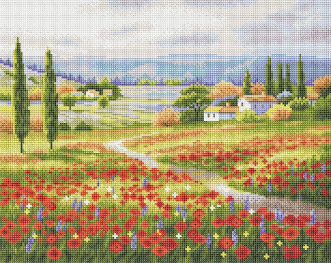 Stamped Cross Stitch Kits - Farm & Flower Field