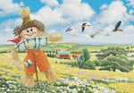 Stamped Cross Stitch Kits - Scarecrow in Flower Field